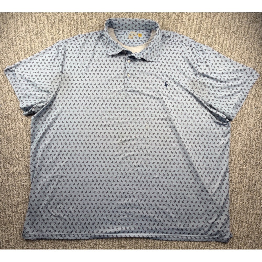 Polo Ralph Lauren Polo Men 5XB Blue Paisley Performance Short Sleeve Shirt